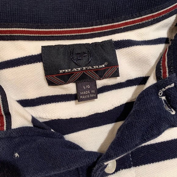 Phat Farm striped polo vintage navy white size L - Picture 2 of 4
